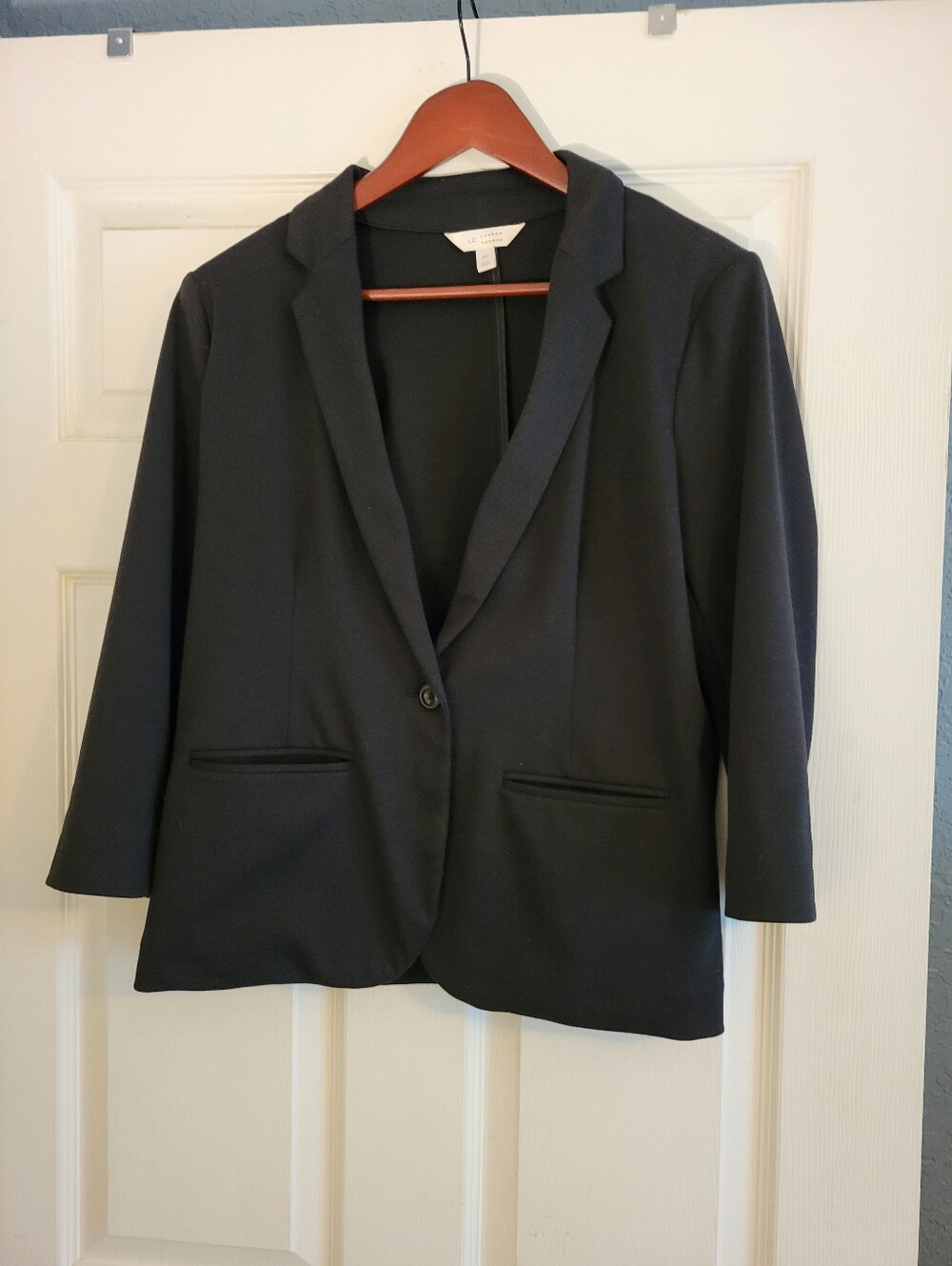 LC Lauren Conrad Black Tailored Single-Button Blazer Size Medium Business Casual